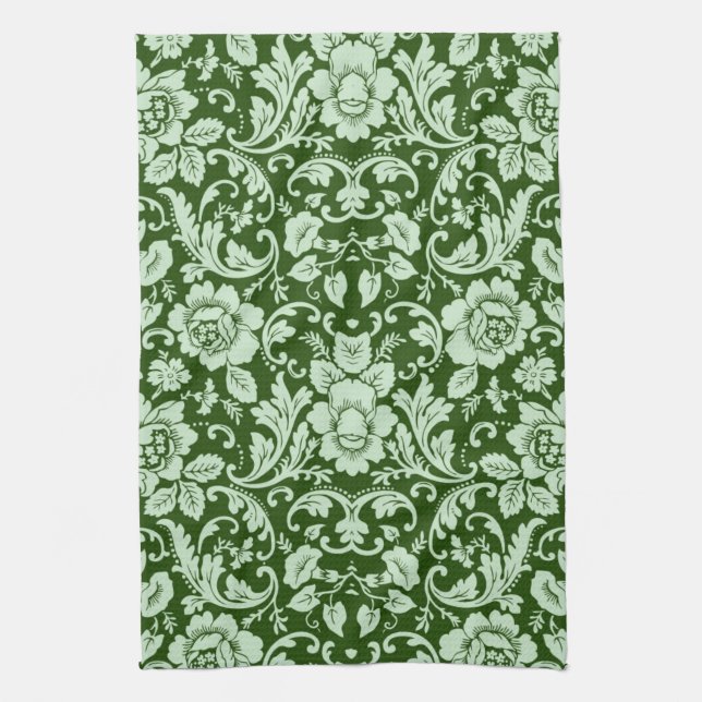 An antique floral damask tea towel (Vertical)