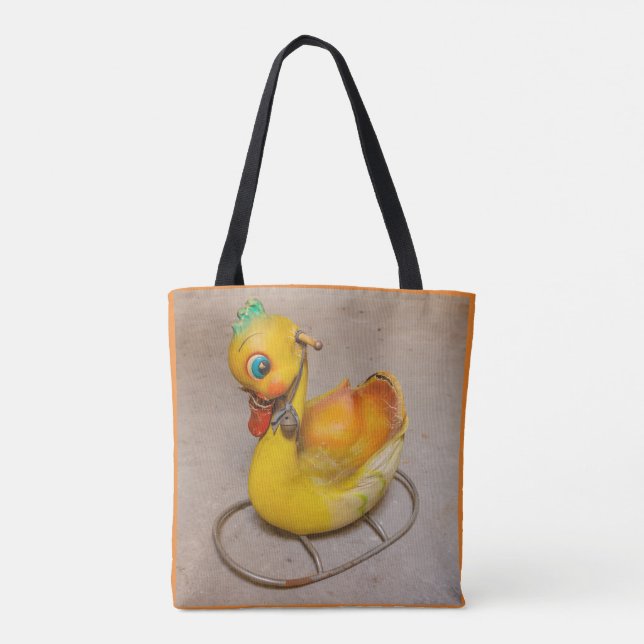 an antique rocking for children on tote bag (Back)