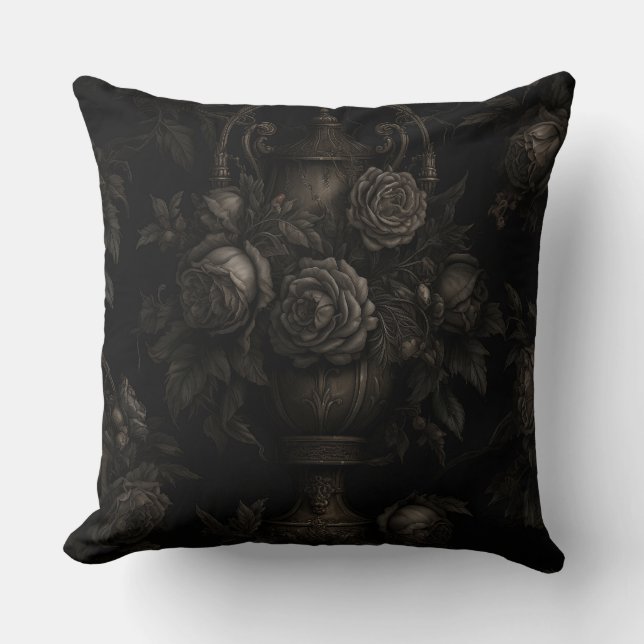 An Antique Urn is surrounded by Roses Cushion (Front)