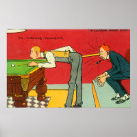 An Anxious Moment, Pool Cue Hitting a Head