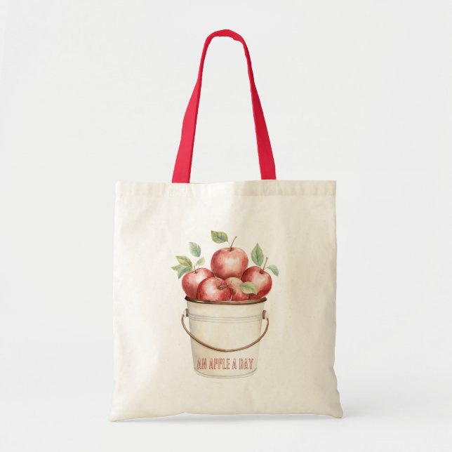 An Apple A Day Bucket Tote Bag (Front)