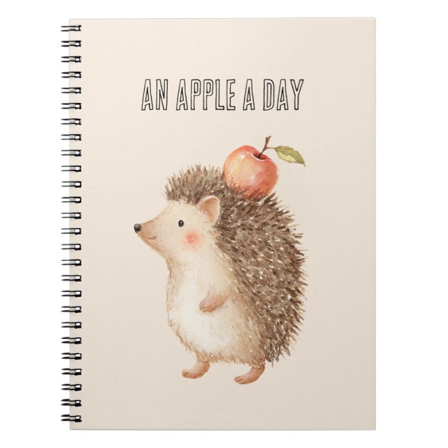 An Apple A Day Hedgehog Notebook (Front)