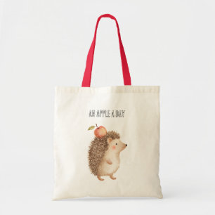 An Apple A Day Hedgehog Tote Bag