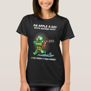 An Apple A Day Keeps Anyone Away Nerd Turtle Torto T-Shirt