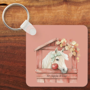 An Apple A Day White Horse Key Ring