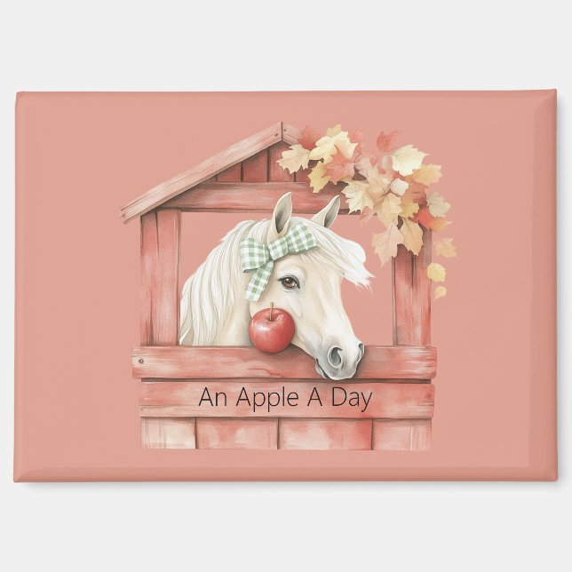 An Apple A Day White Horse Magnet (Front)