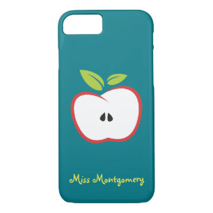 An apple with a red outline and green leaves iPhone 8/7 case