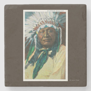 An Arapahoe Indian Chief PortraitColorado Stone Coaster