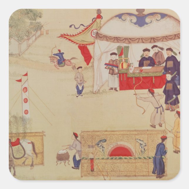 An archery contest, late 18th century square sticker (Front)