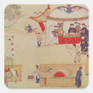 An archery contest, late 18th century square sticker