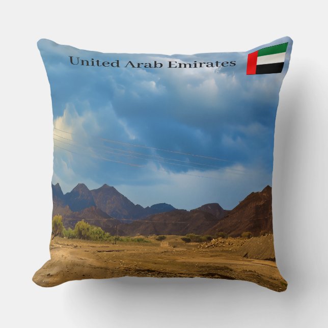 An arid landscape under a dramatic, cloudy sky cushion (Front)