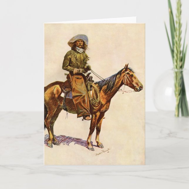 An Arizona Cowboy by Remington, Vintage Western Card (Front)