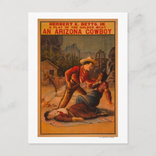 An Arizona Cowboy - Cowboy and Indian Fight Postcard