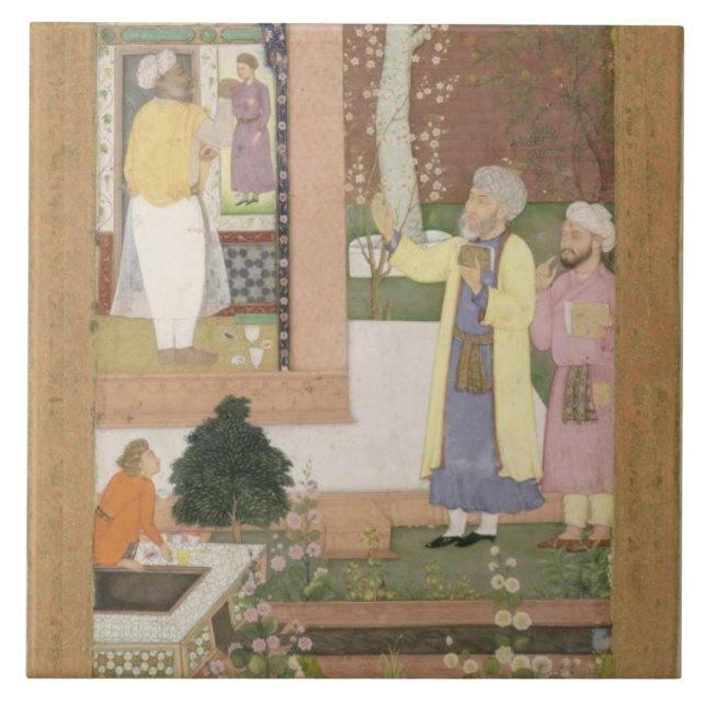 An artist decorating the interior of a garden pavi tile (Front)