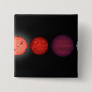 An artist's rendition comparing brown dwarfs 15 cm square badge