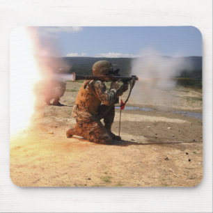 An assaultman fires a Rocket Propelled Grenade Mouse Pad