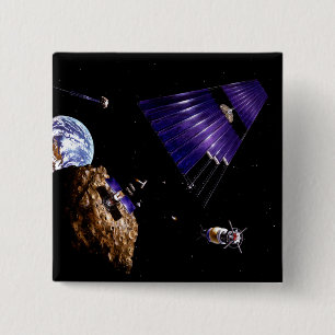 An asteroid mining mission 15 cm square badge