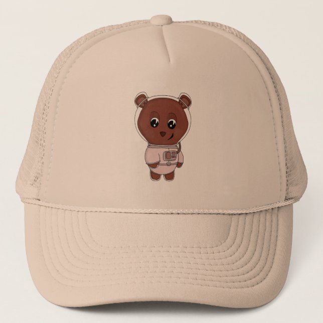An astronaut bear wearing a spacesuit trucker hat (Front)
