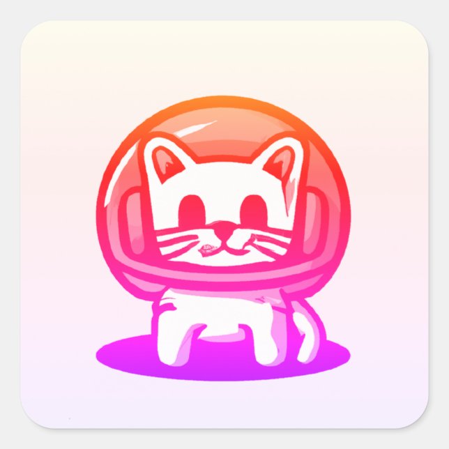 An Astronaut Cute Cat Square Sticker (Front)