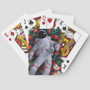 An astronaut in the Flowers Playing Cards