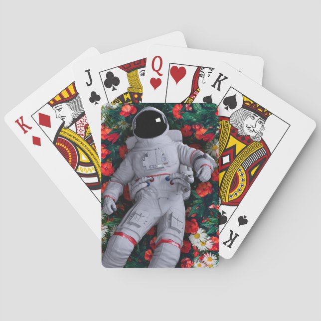 An astronaut in the Flowers  Playing Cards (Back)