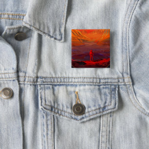 An Astronaut On Mars 15 Cm Square Badge