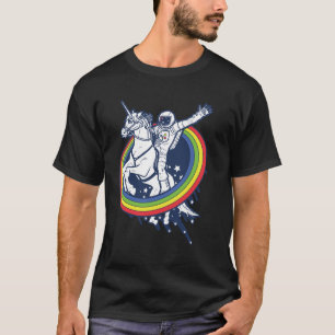 An astronaut riding a uncorn through a rainbow T-Shirt