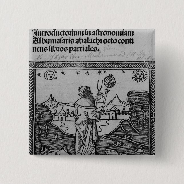 An Astronomer stargazing 15 Cm Square Badge (Front)