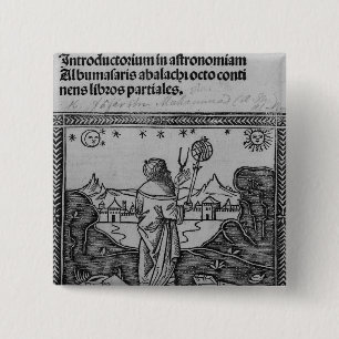 An Astronomer stargazing 15 Cm Square Badge