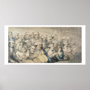 An Audience at Drury Lane Theatre (pen & ink and w Poster