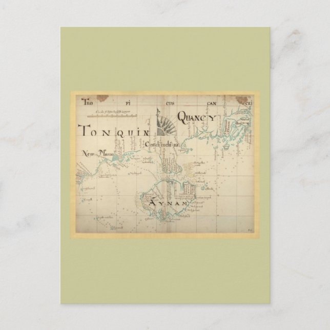An Authentic 1690 Pirate Map Postcard (Front)