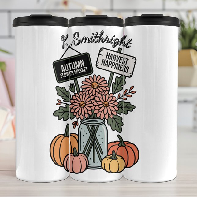 An Autumn Flower Market and Pumpkin Thermal Tumbler (Creator Uploaded)