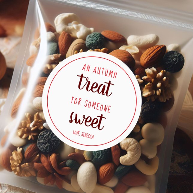 An Autumn Treat for Somone Sweet Thanksgiving Classic Round Sticker (Creator Uploaded)