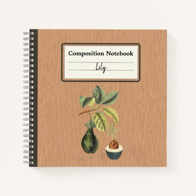 An Avocado on a Branch Personalised Composition Notebook (Front)