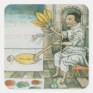 An Aztec feather artisan Square Sticker