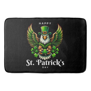 an eagle with green leprechaun hat bath mat