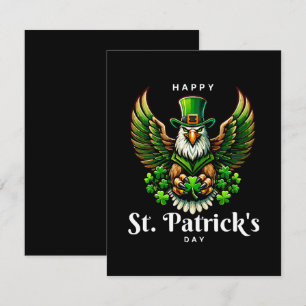 an eagle with green leprechaun hat enclosure card