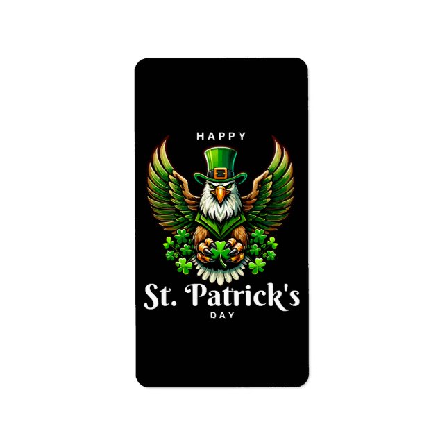 an eagle with green leprechaun hat label (Front)