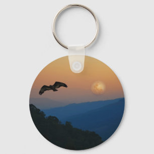 An eagles ascent at fullmoon key ring