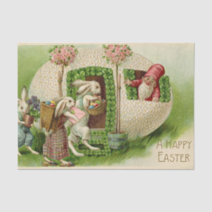 An Easter Gnome Welcoming Rabbits Bearing Gifts Tissue Paper