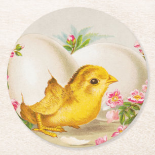 "An Easter Offering" Vintage VIctorian Card, 1884 Round Paper Coaster