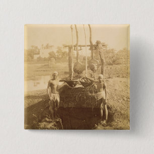 An Egyptian Irrigation Machine on the Banks of the 15 Cm Square Badge