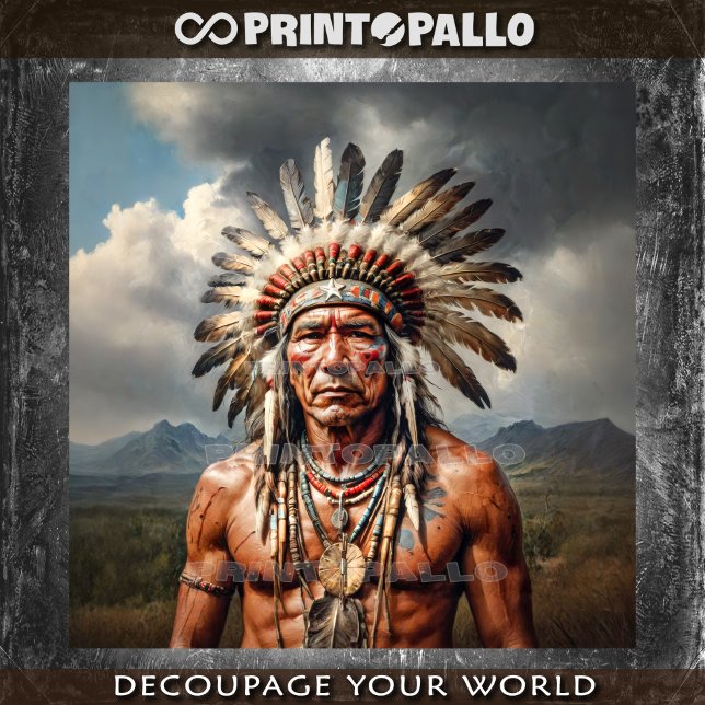 An elderly Indian chief with a feathered headdress Tissue Paper (Creator Uploaded)