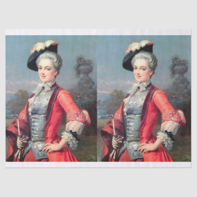 An Elegant 18th Century Lady for Decoupage Tissue Paper (Front)