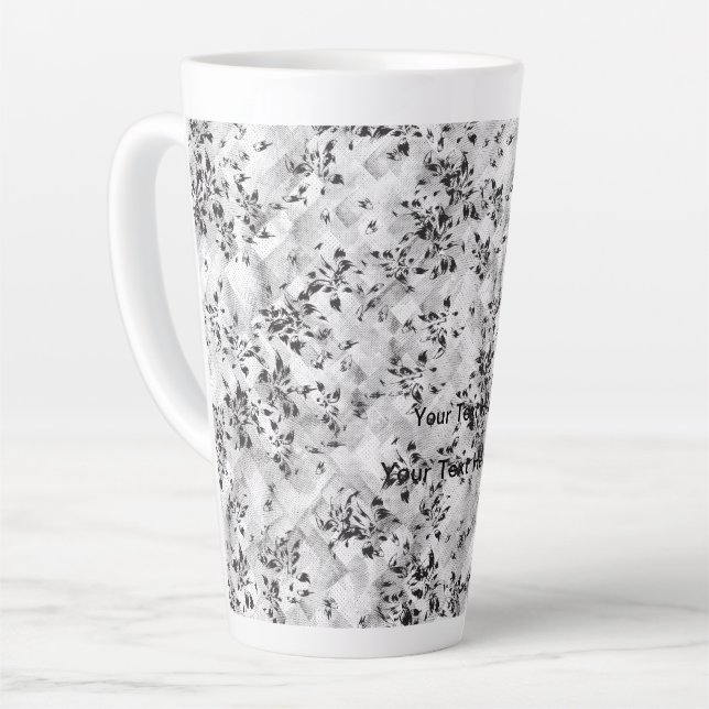An elegant black and white design filled with styl latte mug (Left Angle)