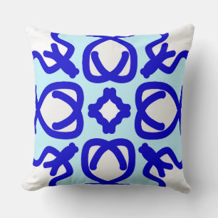 An elegant classic blue & white fabric design cushion