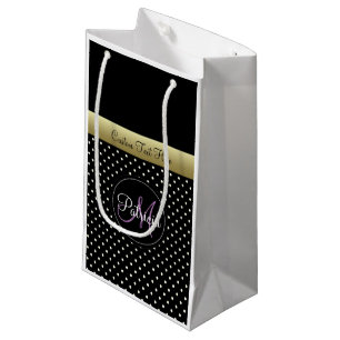 An Elegant Customisable Text Monogram Black White Small Gift Bag