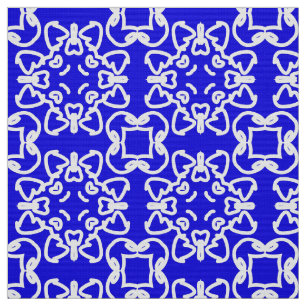 An elegant geometric blue & white fabric pattern 