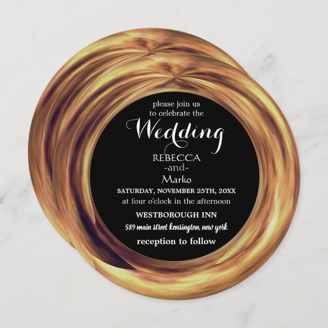 An elegant gold ring invitation (Front/Back)