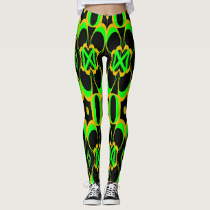 An elegant green & black "Ratti_Creative_Arts" Leggings